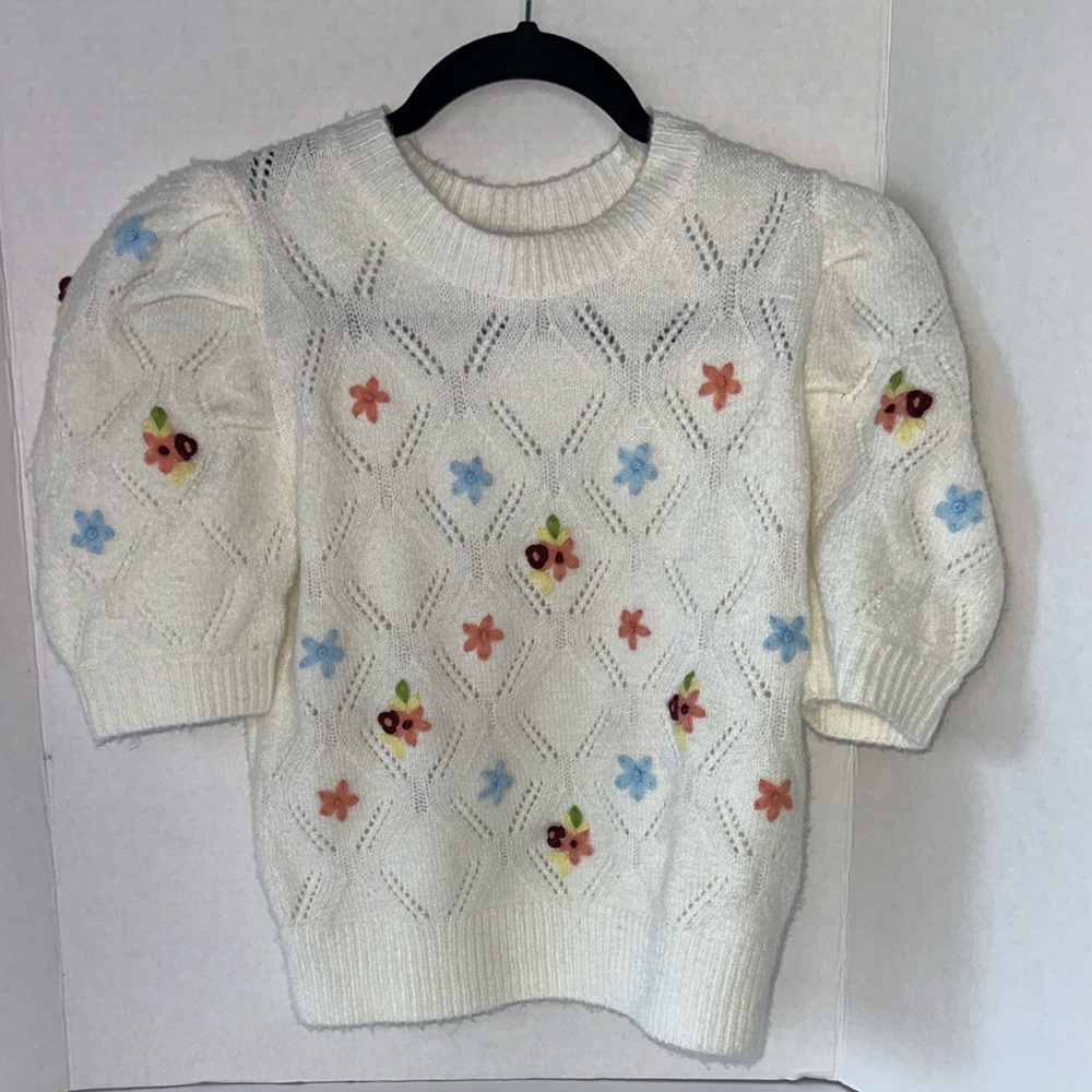 English Factory Cream Openwork Knit Sweater